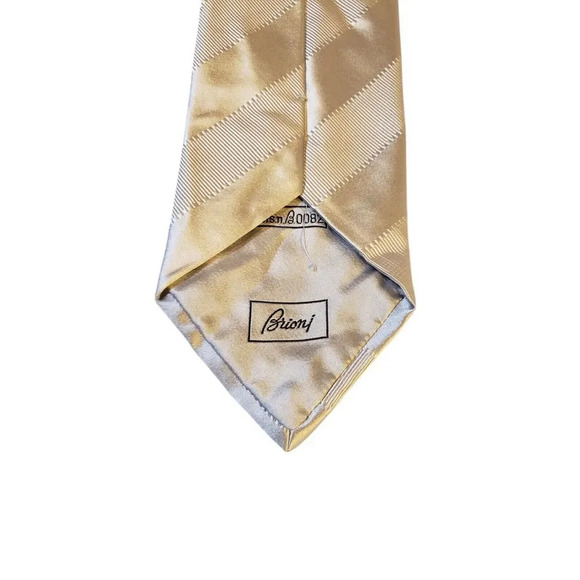Brioni Neck Tie Mens Luxury Designer Gray Solid Textured‎ Stripe Italian Silk - Picture 6 of 12